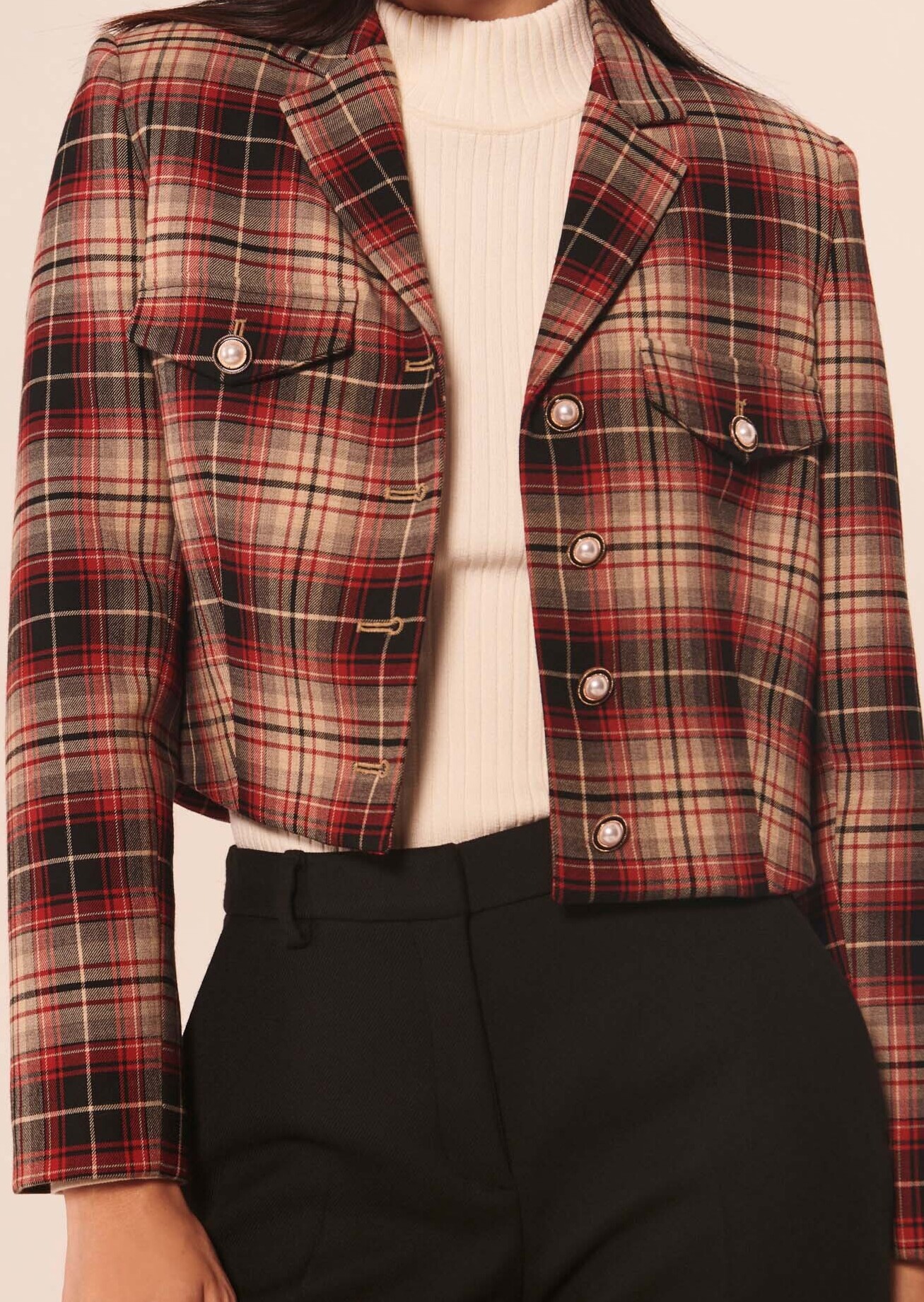Veste Vivick rouge en tartan Tara Jarmon seconde main photo 4