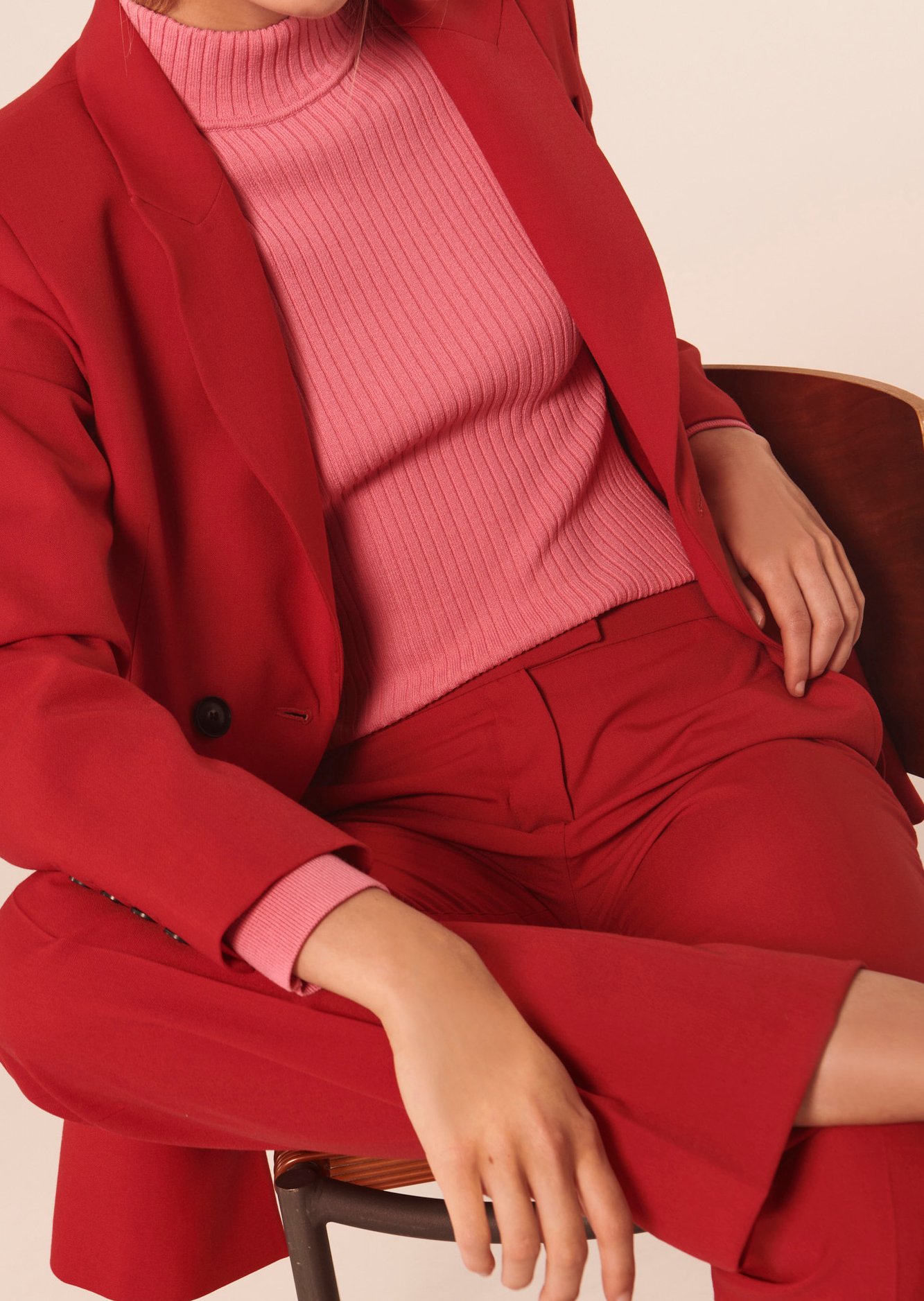 Veste Valentia rouge en laine froide Tara Jarmon seconde main photo 4