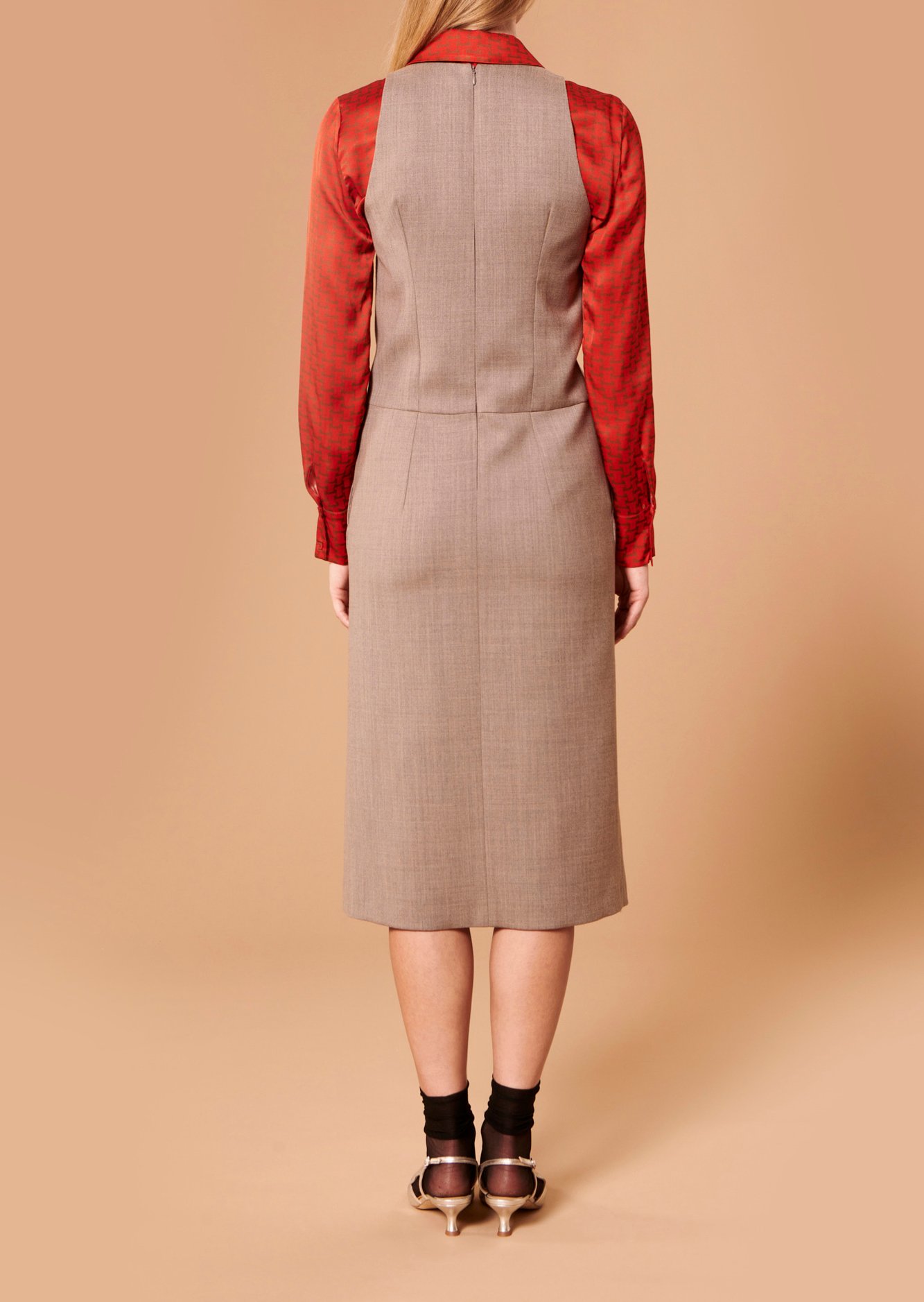 Robe Rollande beige en flanelle Tara Jarmon seconde main photo 6