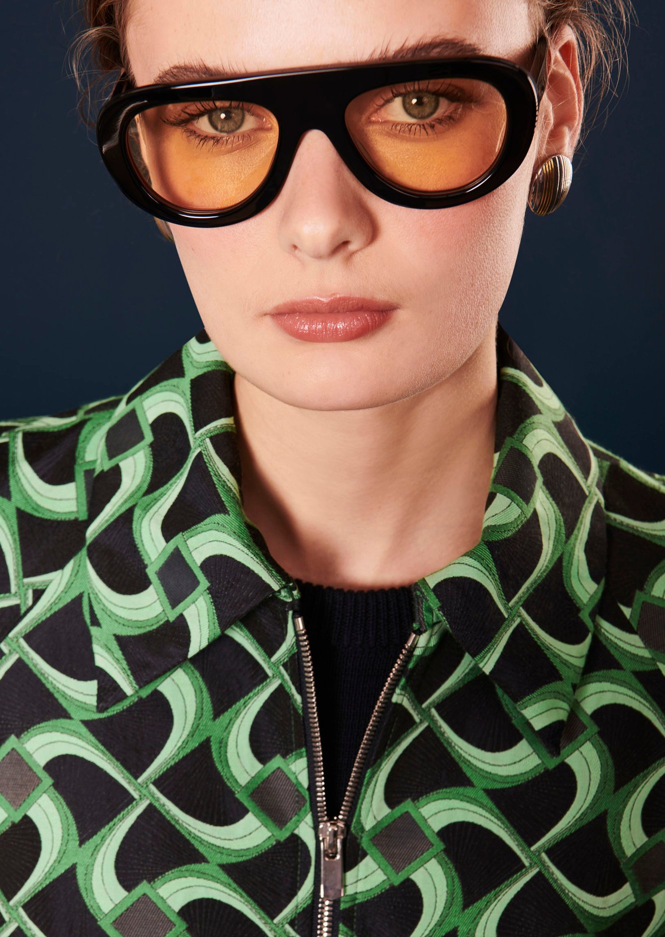 Blouson Balthazar vert à motif graphique en jacquard Tara Jarmon seconde main photo 3