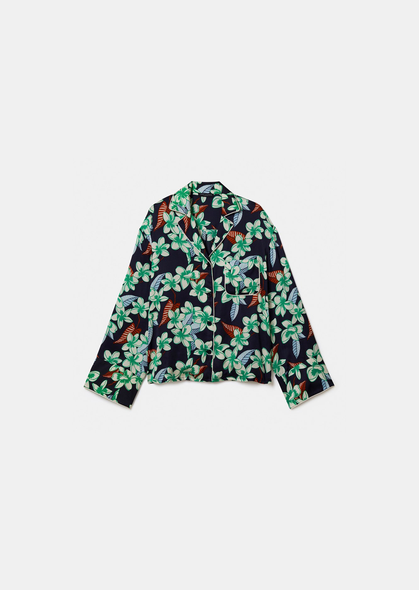 Chemise Calvi bleu nuit à motif fleurs Tara Jarmon seconde main photo 1