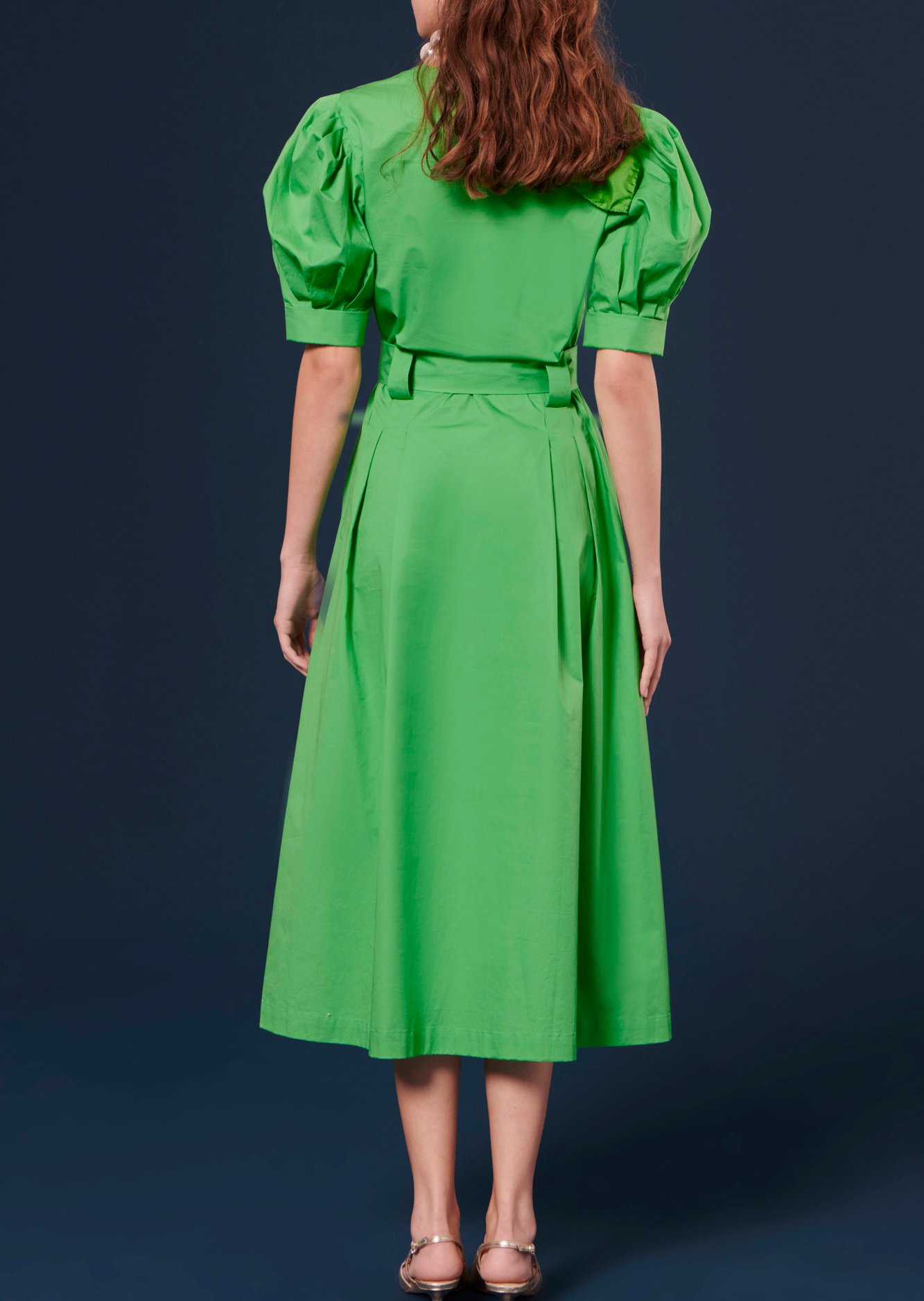 Robe Ranya verte en popeline Tara Jarmon seconde main photo 5