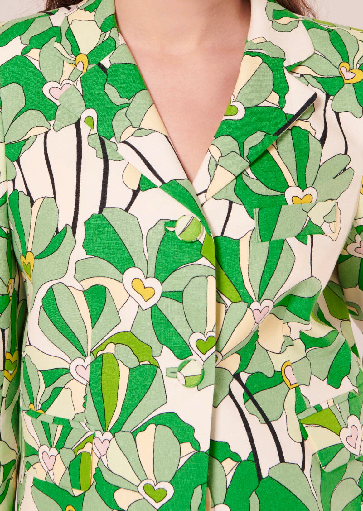 Veste Valensole verte imprimée à fleurs Tara Jarmon seconde main photo 3