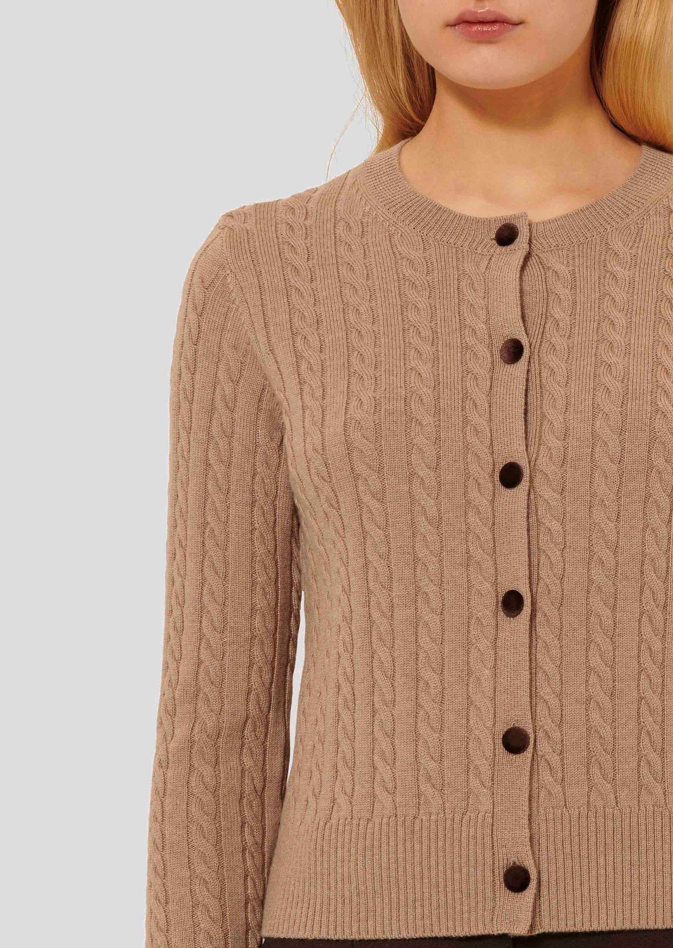 Cardigan marron en laine merinos Gaspard Tara Jarmon seconde main photo 4