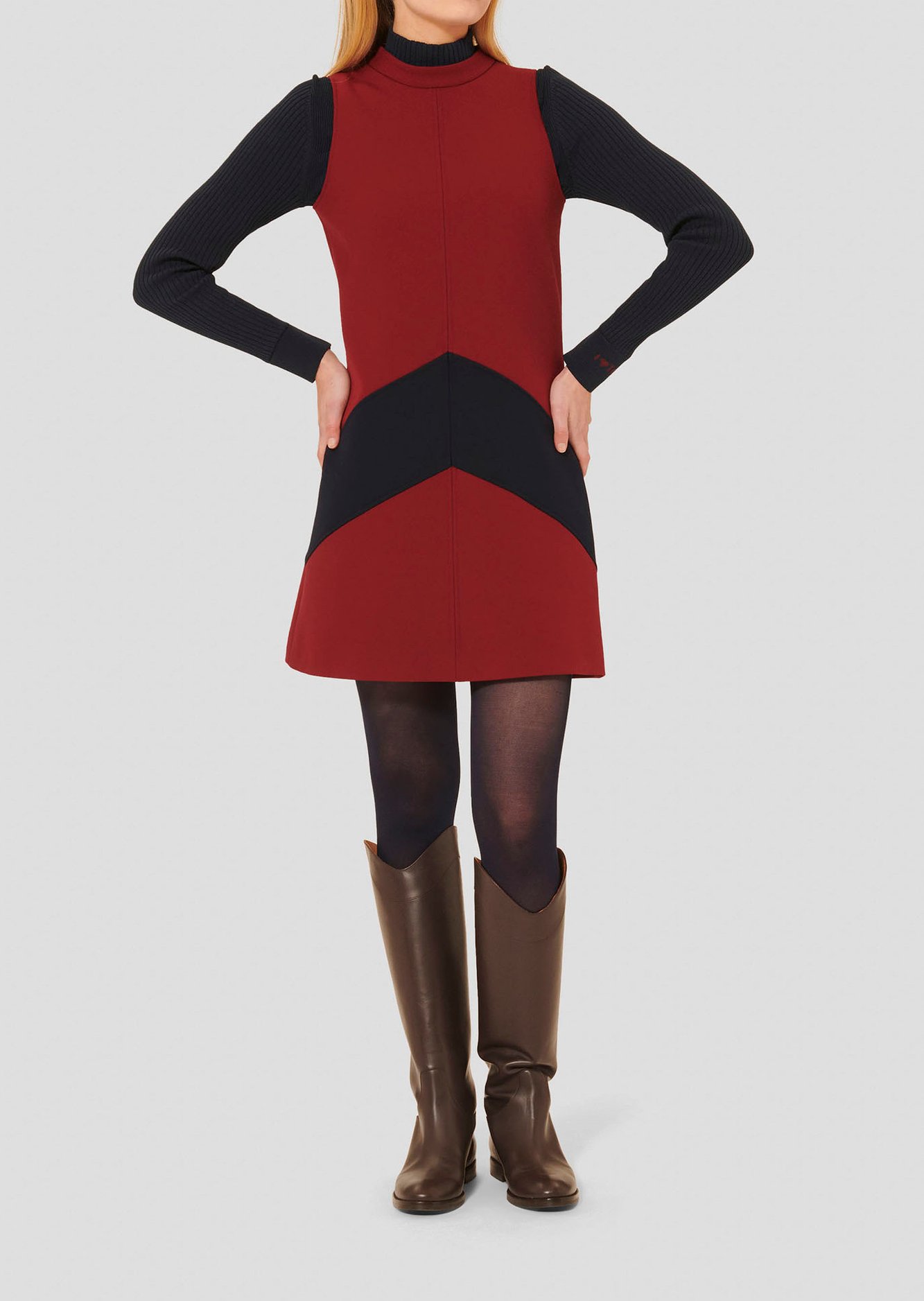 Robe bordeaux en toile double Respect Tara Jarmon seconde main photo 3