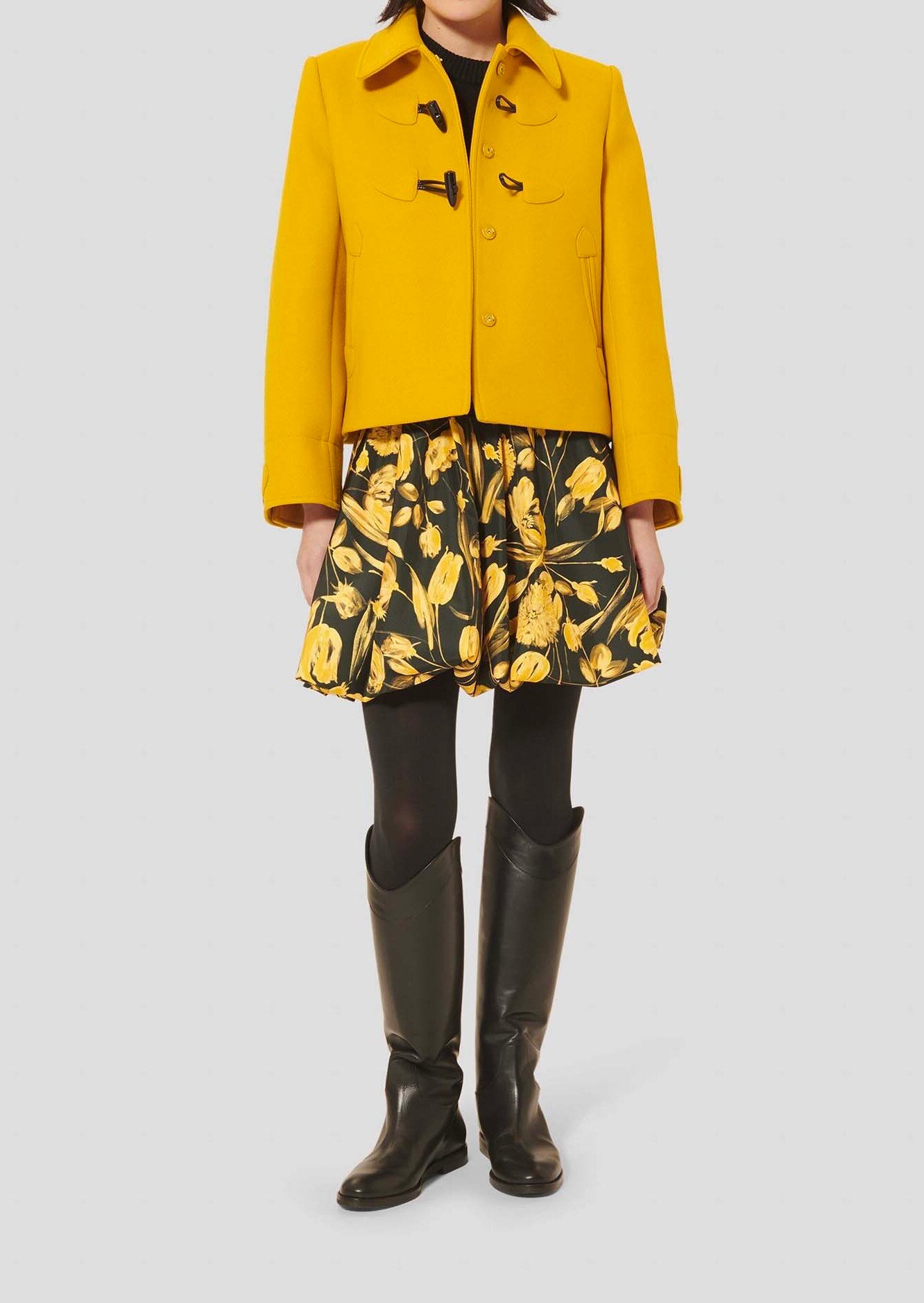 Manteau jaune en drap caban Manoel Tara Jarmon seconde main photo 2