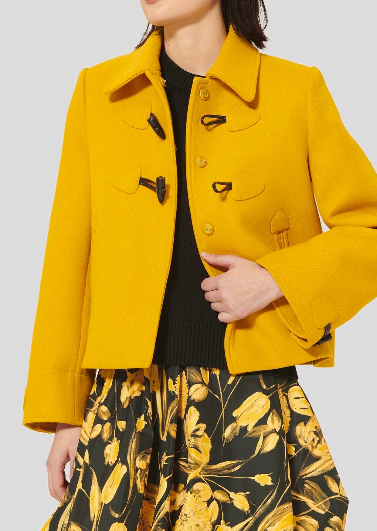 Manteau jaune en drap caban Manoel Tara Jarmon seconde main photo 3