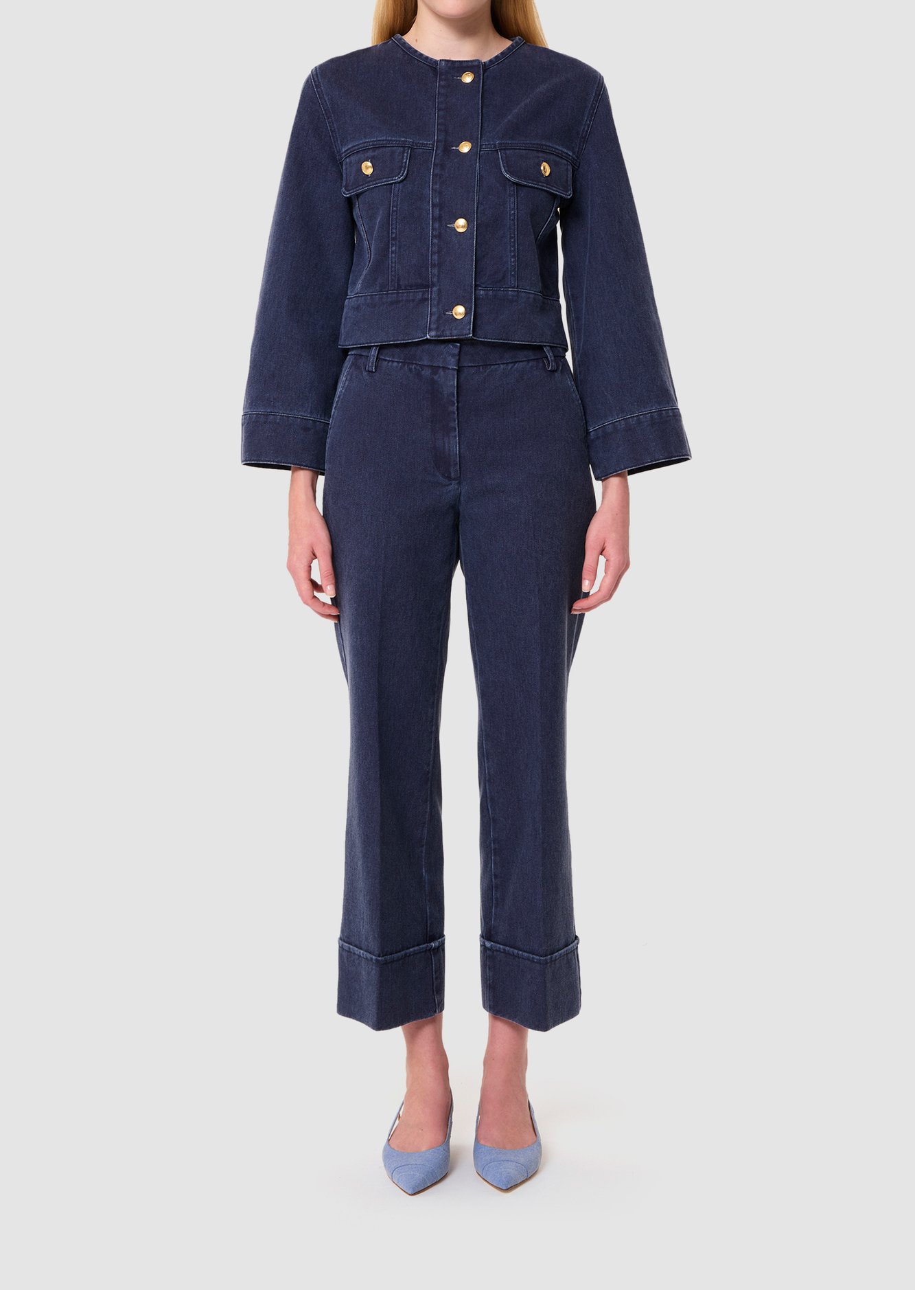 Pantalon bleu foncé en denim Pierre Tara Jarmon seconde main photo 2