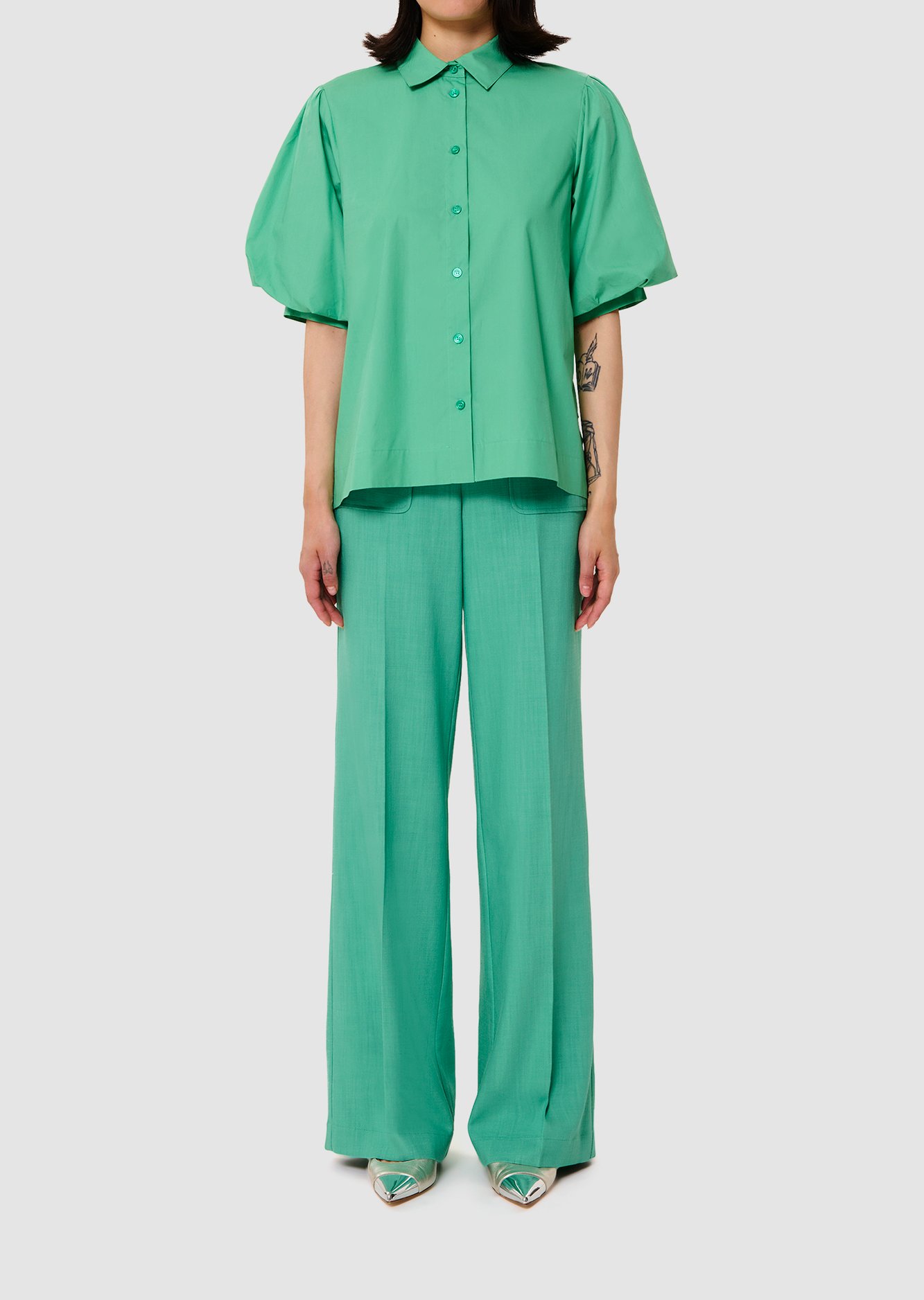 Chemise verte en popeline Calypso Tara Jarmon seconde main photo 4