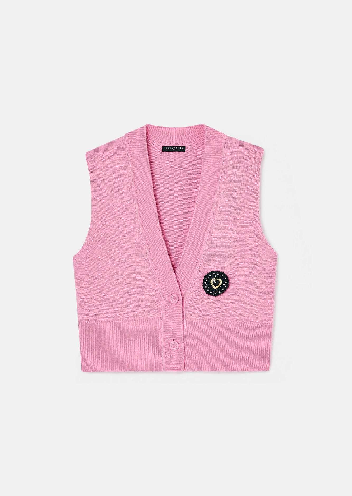 Gilet rose en laine merinos et alpaga Gilles Tara Jarmon seconde main photo 1