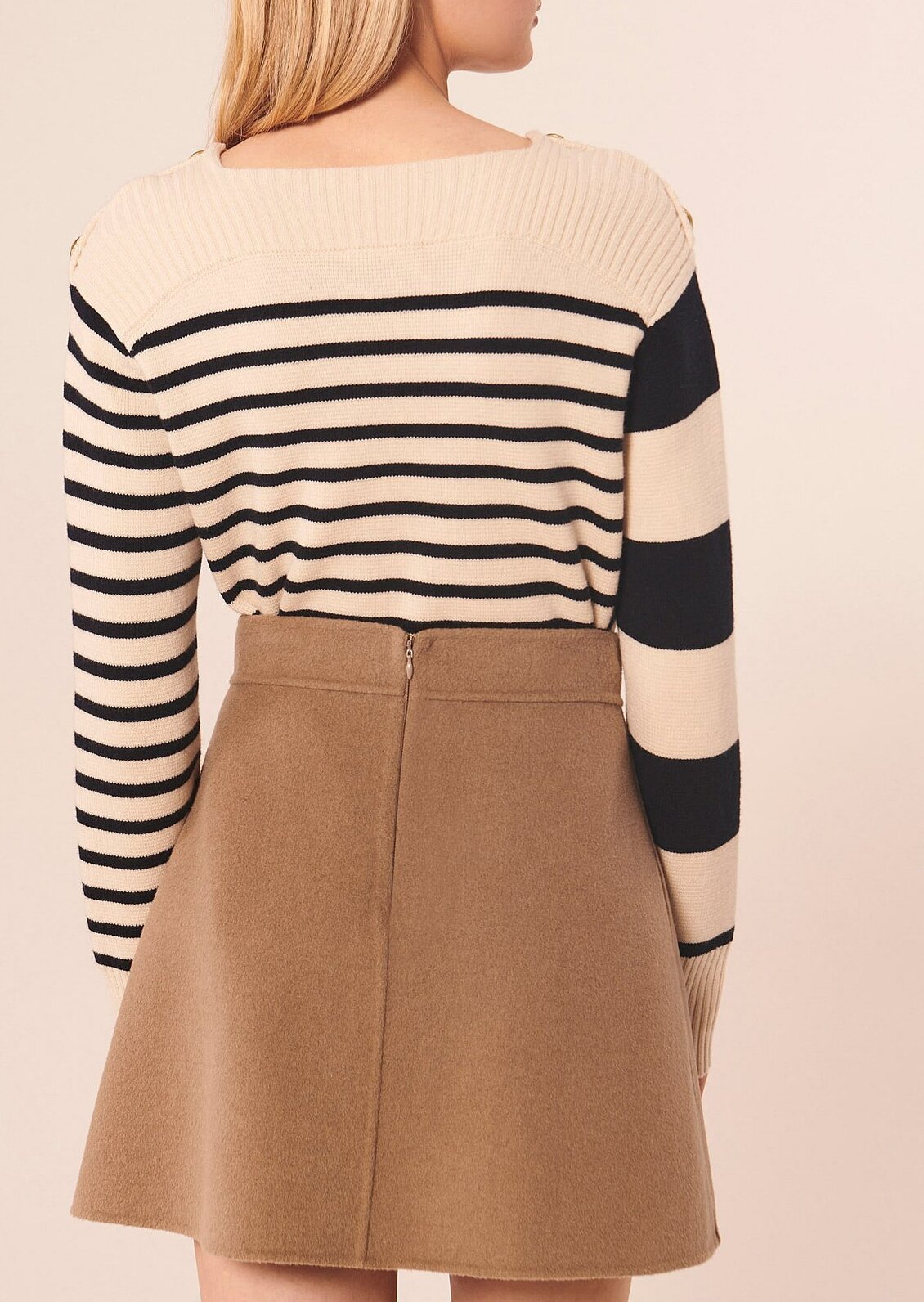 Jupe Jaina beige en laine double face Tara Jarmon seconde main photo 6