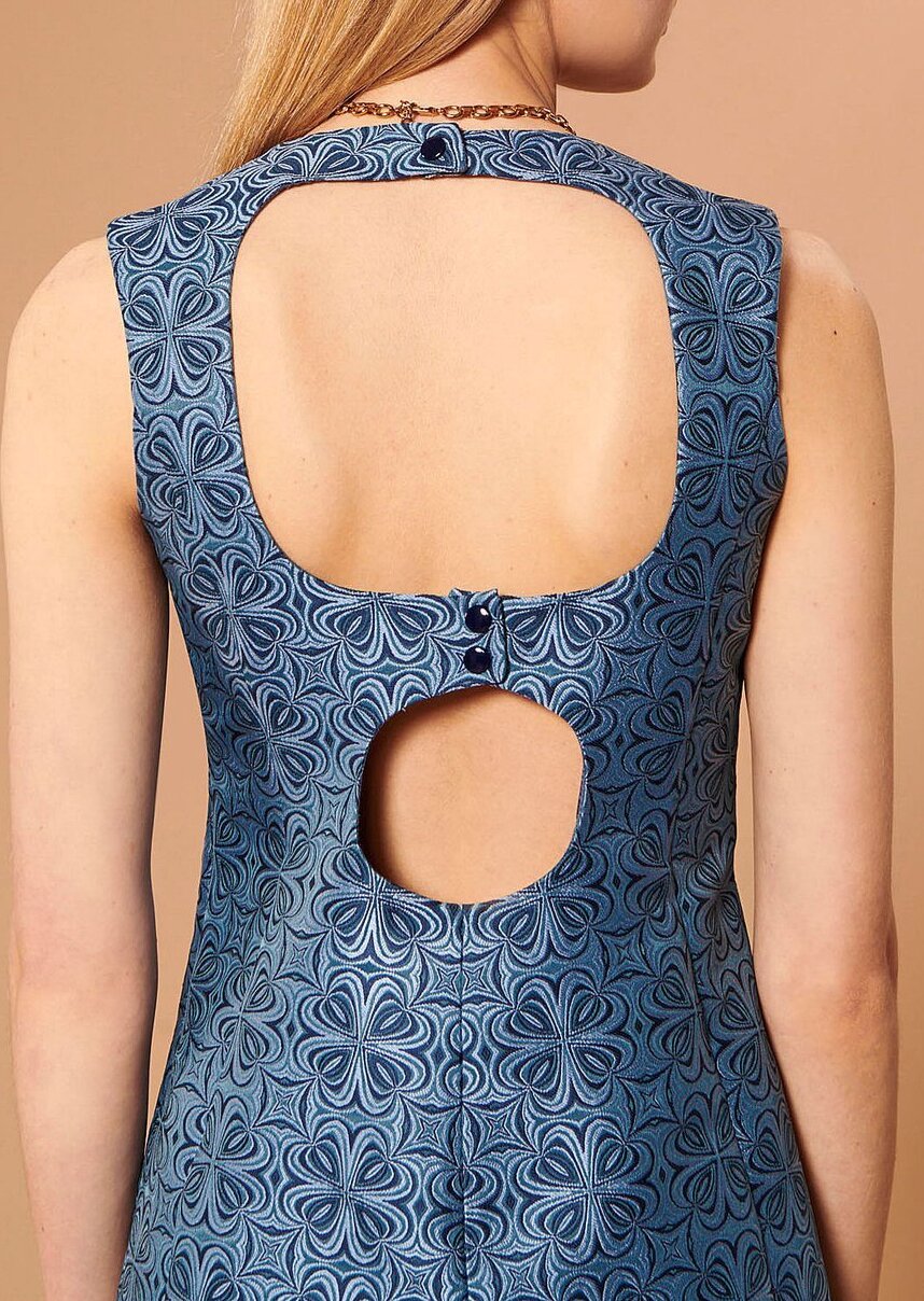 Robe Romeala bleue en jacquard Tara Jarmon seconde main photo 6