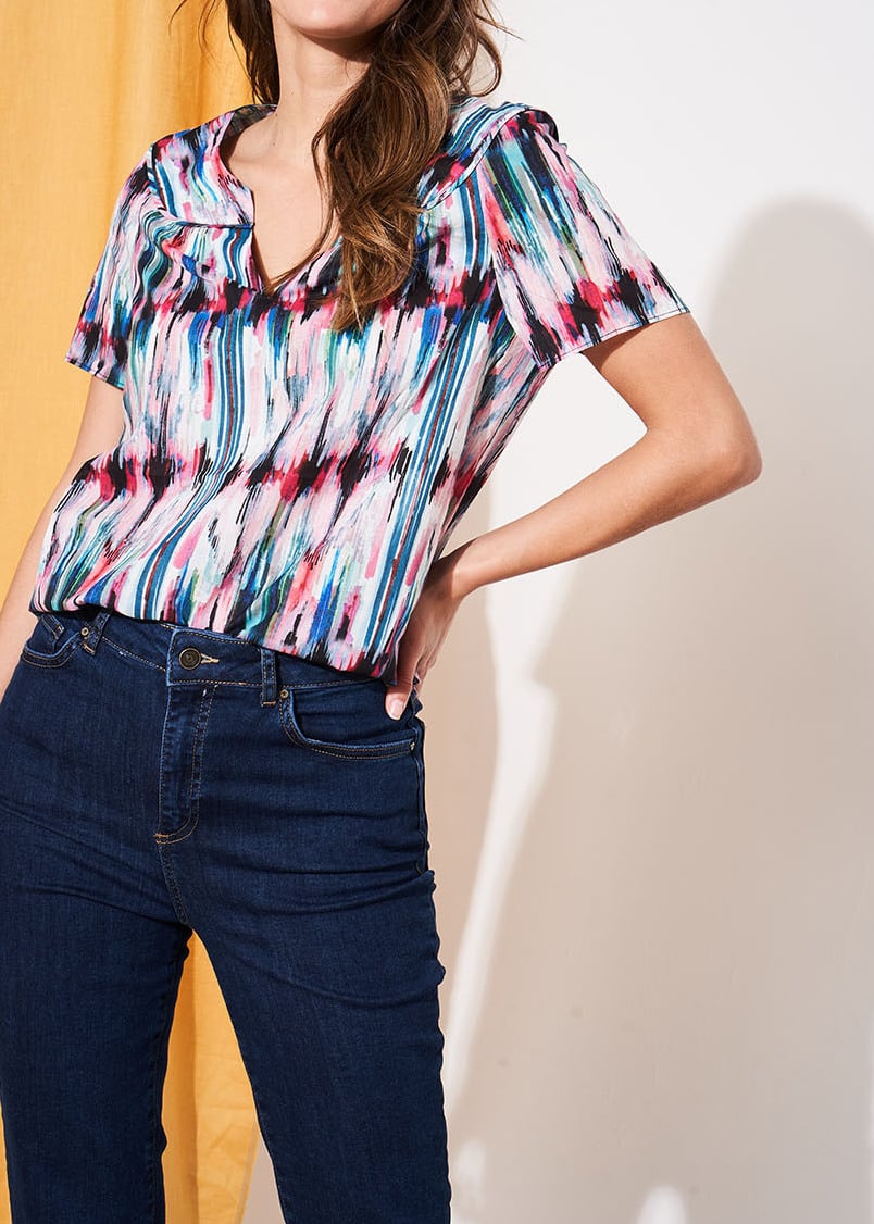 Taki - Blouse Col V À Motif Colorés Sud Express seconde main photo 3