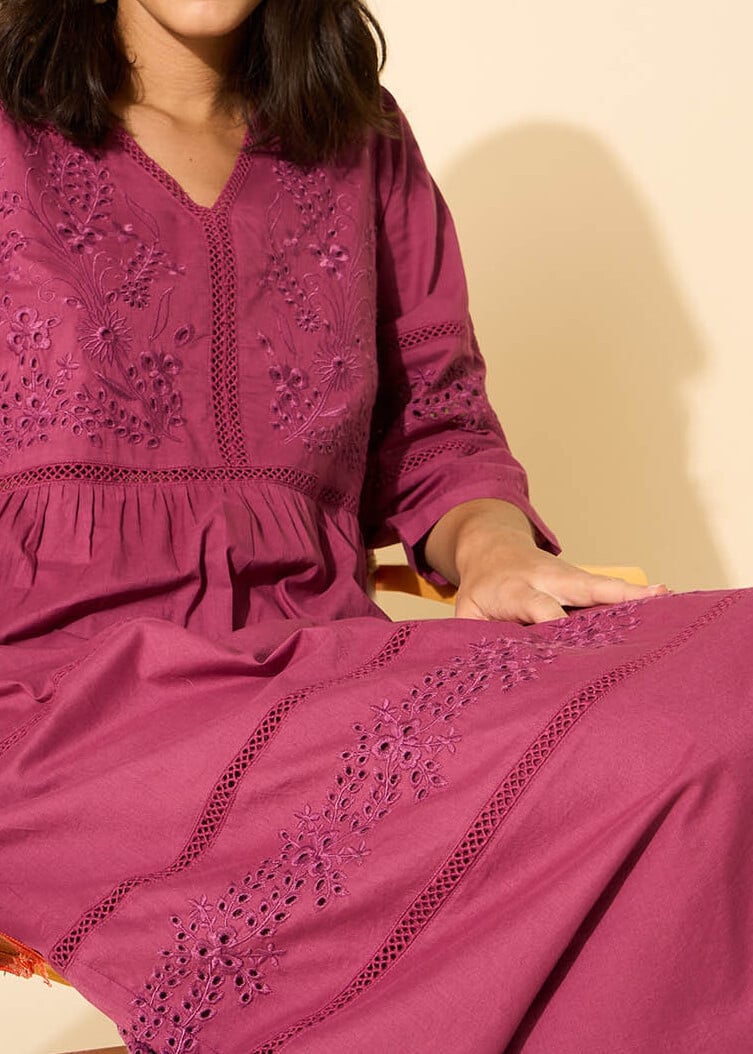 Rosendo - Robe Longue Avec Détails En Dentelle Sud Express seconde main photo 6