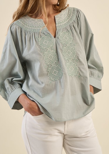 CORINA  -  Blouse à manches 3/4 et détails brodés Sud Express seconde main photo 1