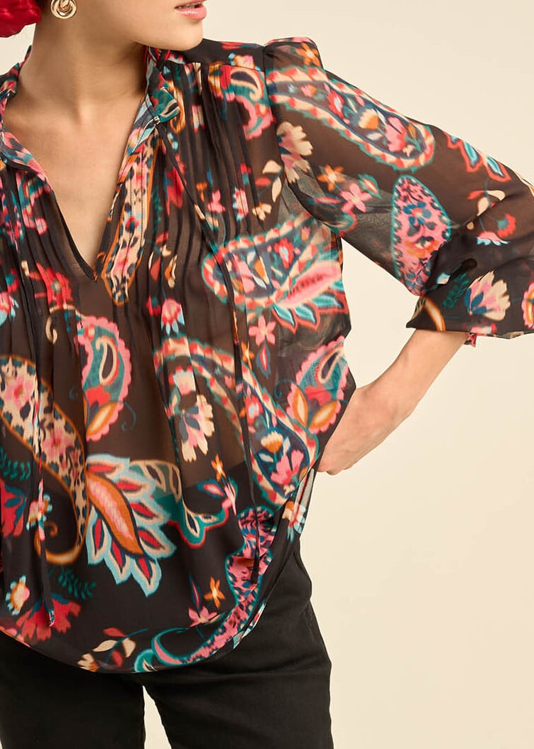 Tashemir - Blouse Imprimée Avec Détails Plissés Sud Express seconde main photo 3