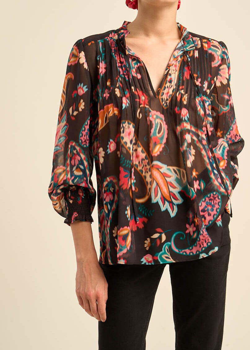 Tashemir - Blouse Imprimée Avec Détails Plissés Sud Express seconde main photo 6