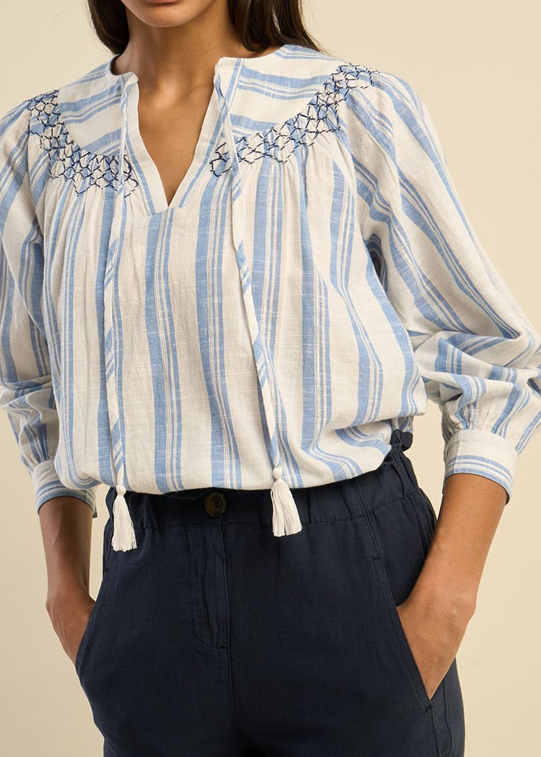 TAMARIA  -  Blouse oversize en coton léger avec rayures Sud Express seconde main photo 3