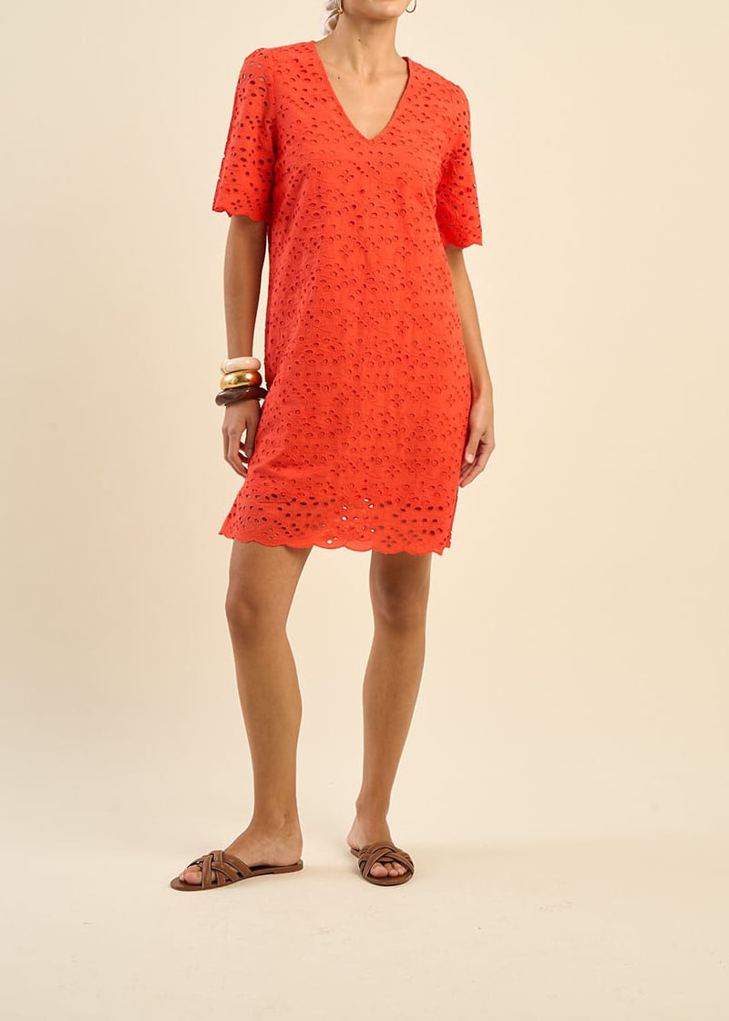 RODEKA  -  Robe courte en broderie anglaise Sud Express seconde main photo 3