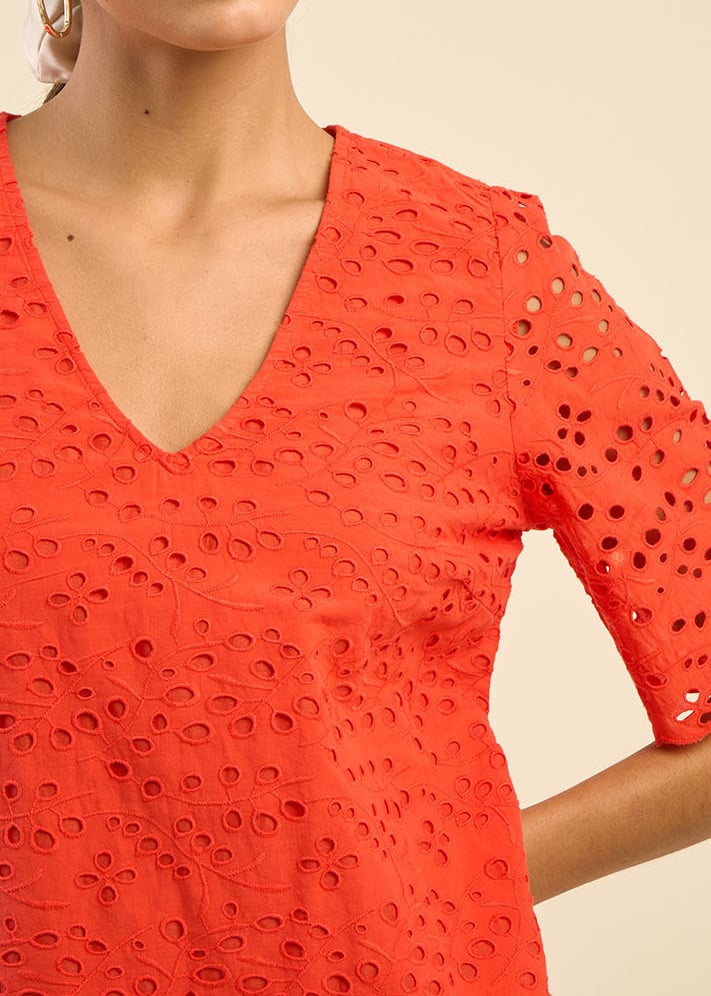 RODEKA  -  Robe courte en broderie anglaise Sud Express seconde main photo 4