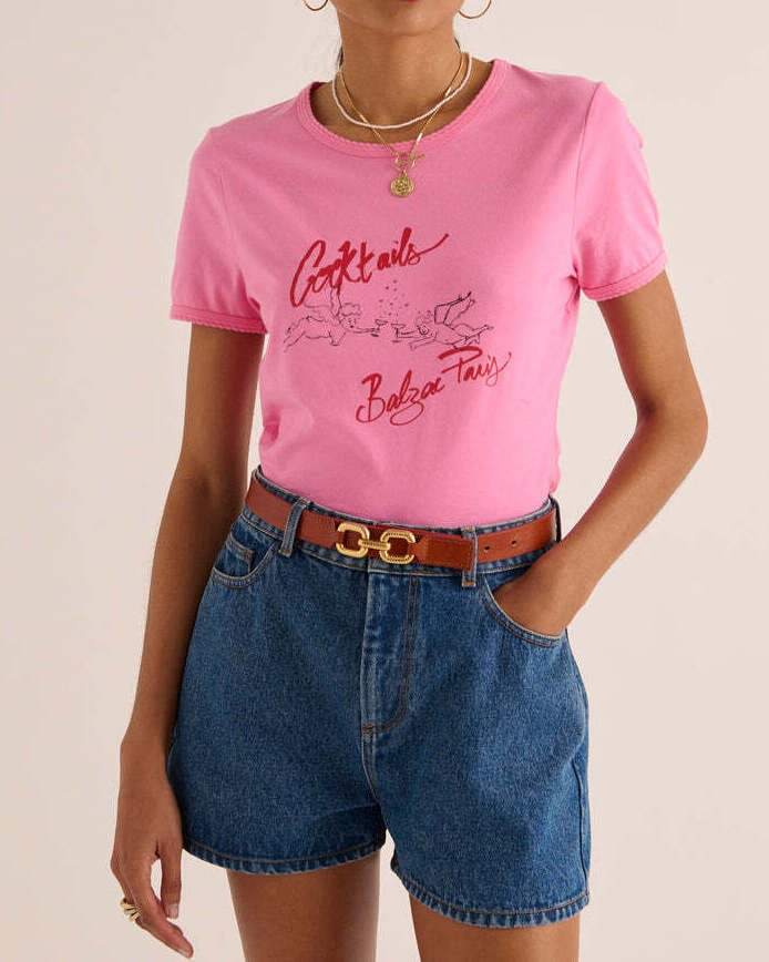 TEE-SHIRT WILLOW ANGELOTS ROSE ET ROUGE Balzac seconde main photo 2