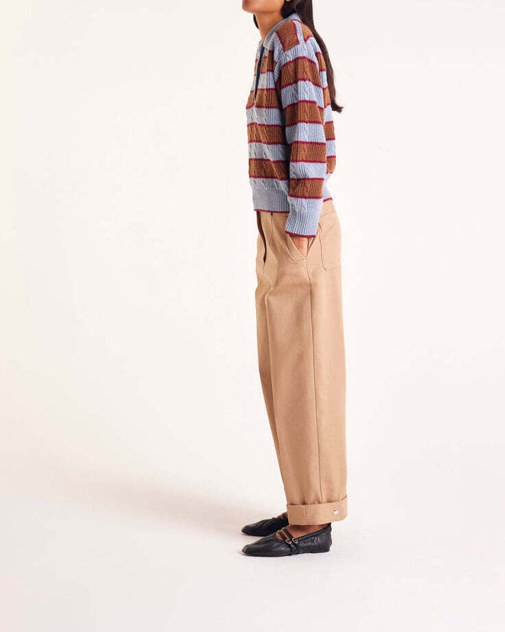 Pull Isidore rayures bleu, cannelle et bordeaux Balzac seconde main photo 3