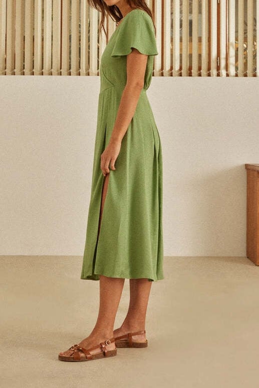 ROBE CORAL VERT SAUGE Balzac seconde main photo 4