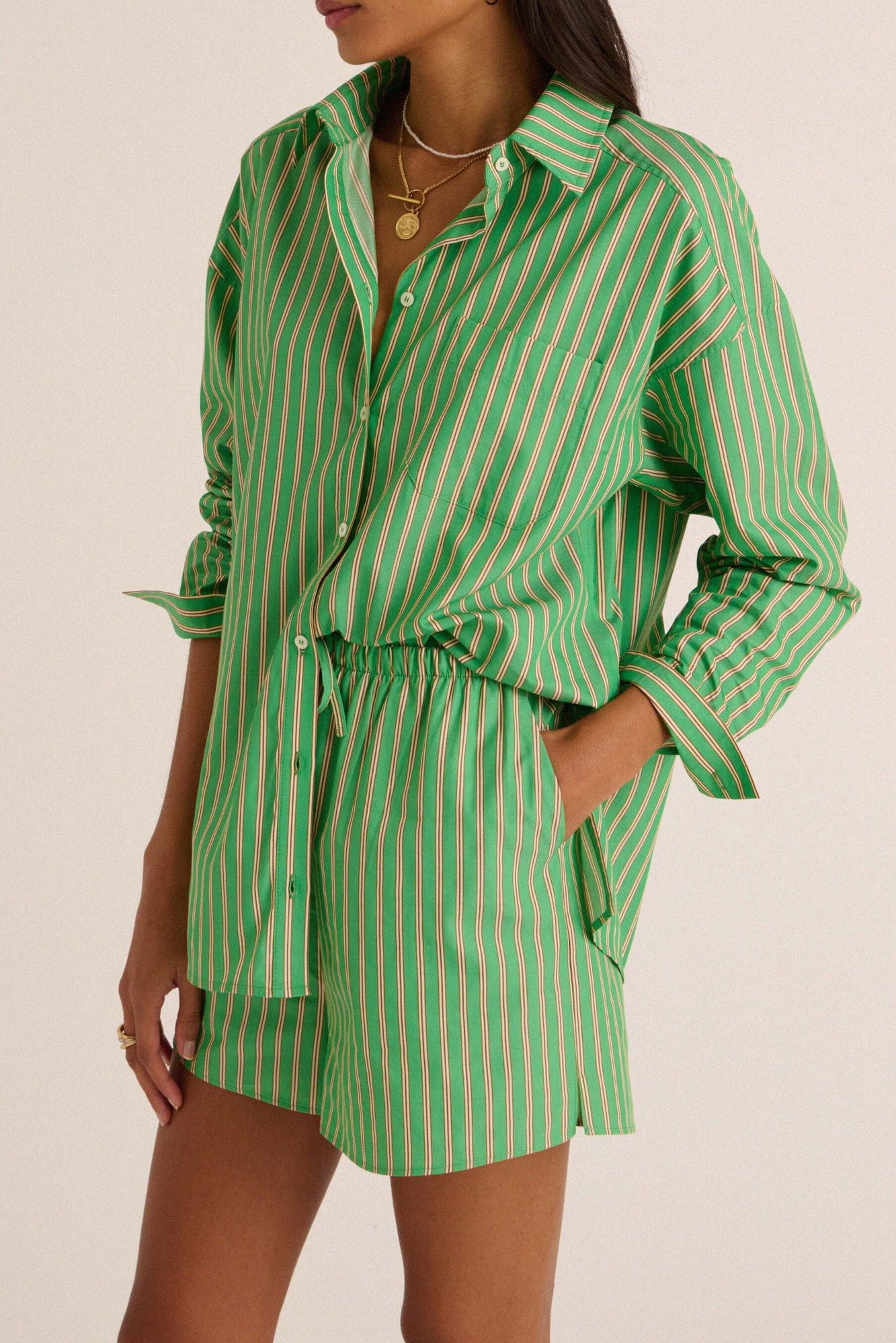 Photo produit CHEMISE HECTOR RAYURES VERT ET ORANGE numéro 1