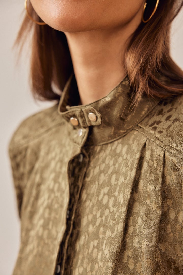 BLOUSE PALMYRE JACQUARD KAKI Balzac seconde main photo 3