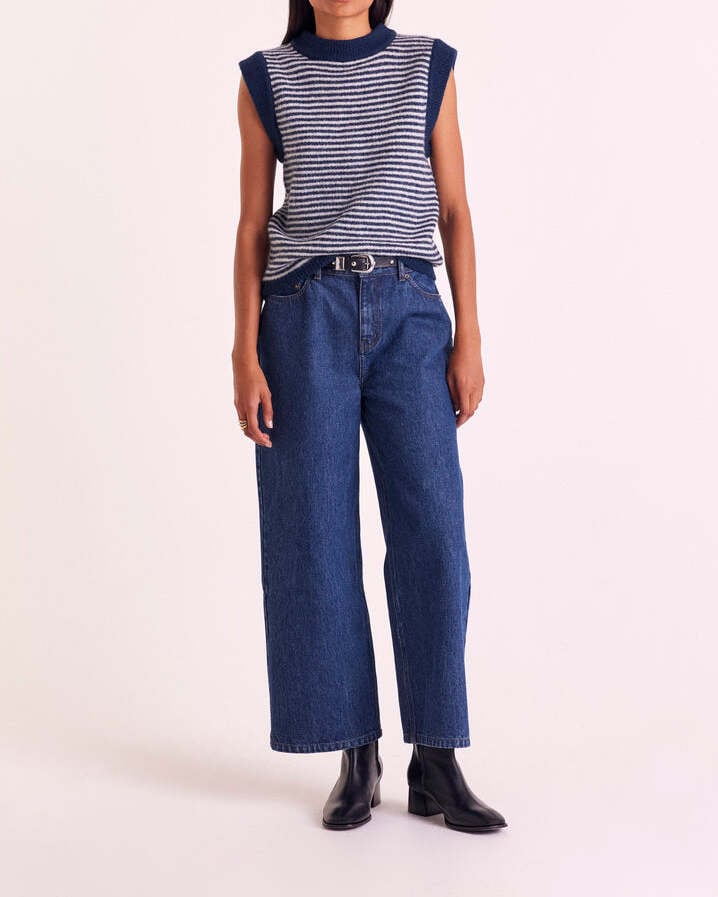 Photo produit PULL BLASON RAYURES BLEU ET ÉCRU numéro 1