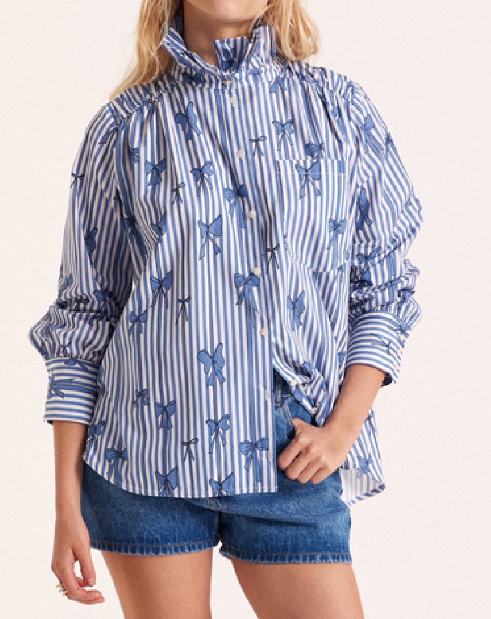 Chemise Léonor imprimé noeuds bleu Balzac seconde main photo 3
