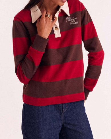 Sweat-shirt Charles rayures rouge et marron Balzac seconde main photo 2