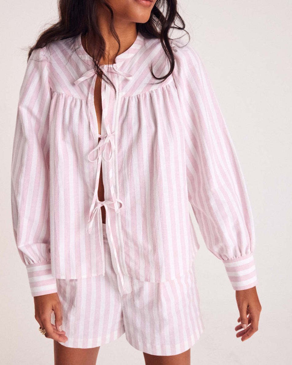 Chemise Josefina rayures rose et blanc Balzac seconde main photo 2