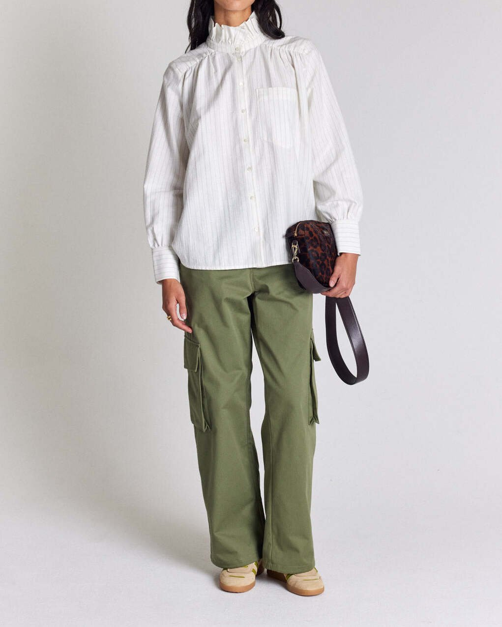 Photo produit Chemise Leonor rayures vert et écru numéro 1