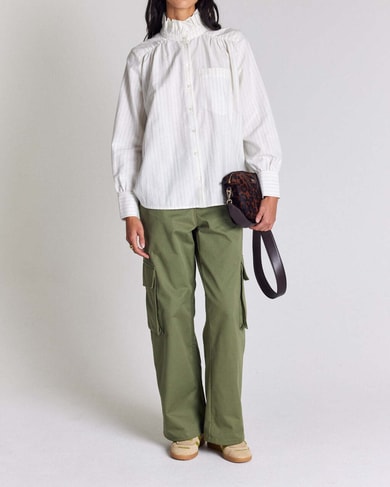Photo produit Chemise Leonor rayures vert et écru numéro 1