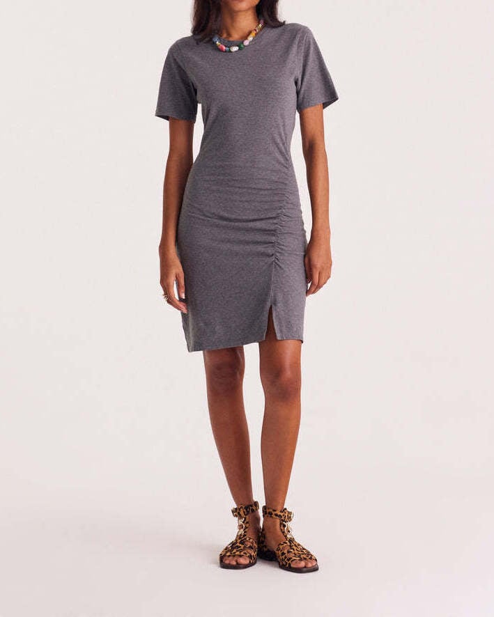 ROBE FLORÉAL GRIS ANTHRACITE Balzac seconde main photo 2