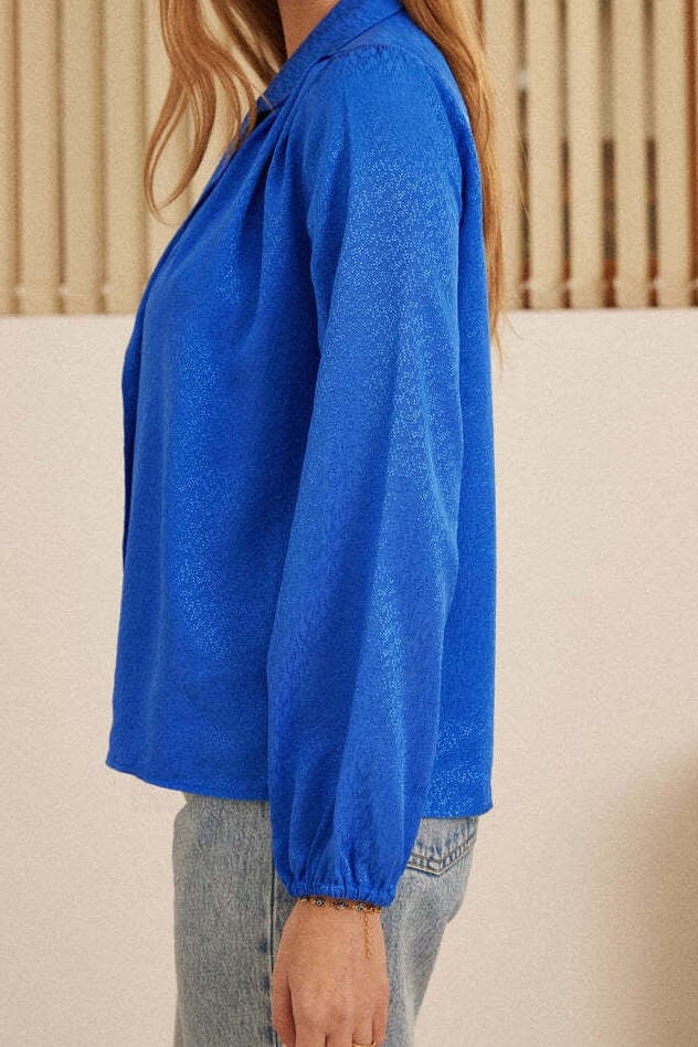 CHEMISE VOLUTE JACQUARD BLEU Balzac seconde main photo 4