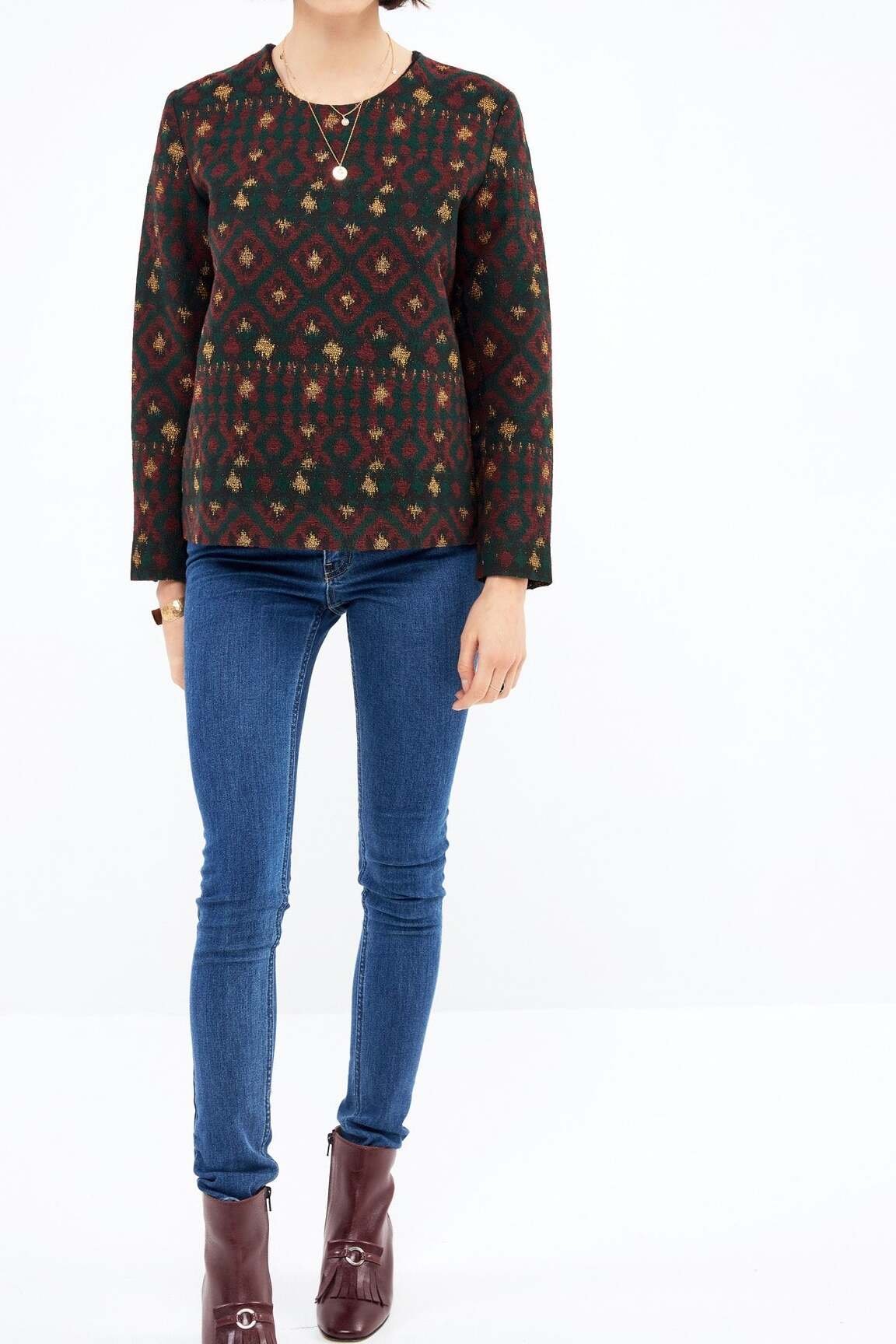 BLOUSE ALEXINE EN JACQUARD VERT Balzac seconde main photo 4