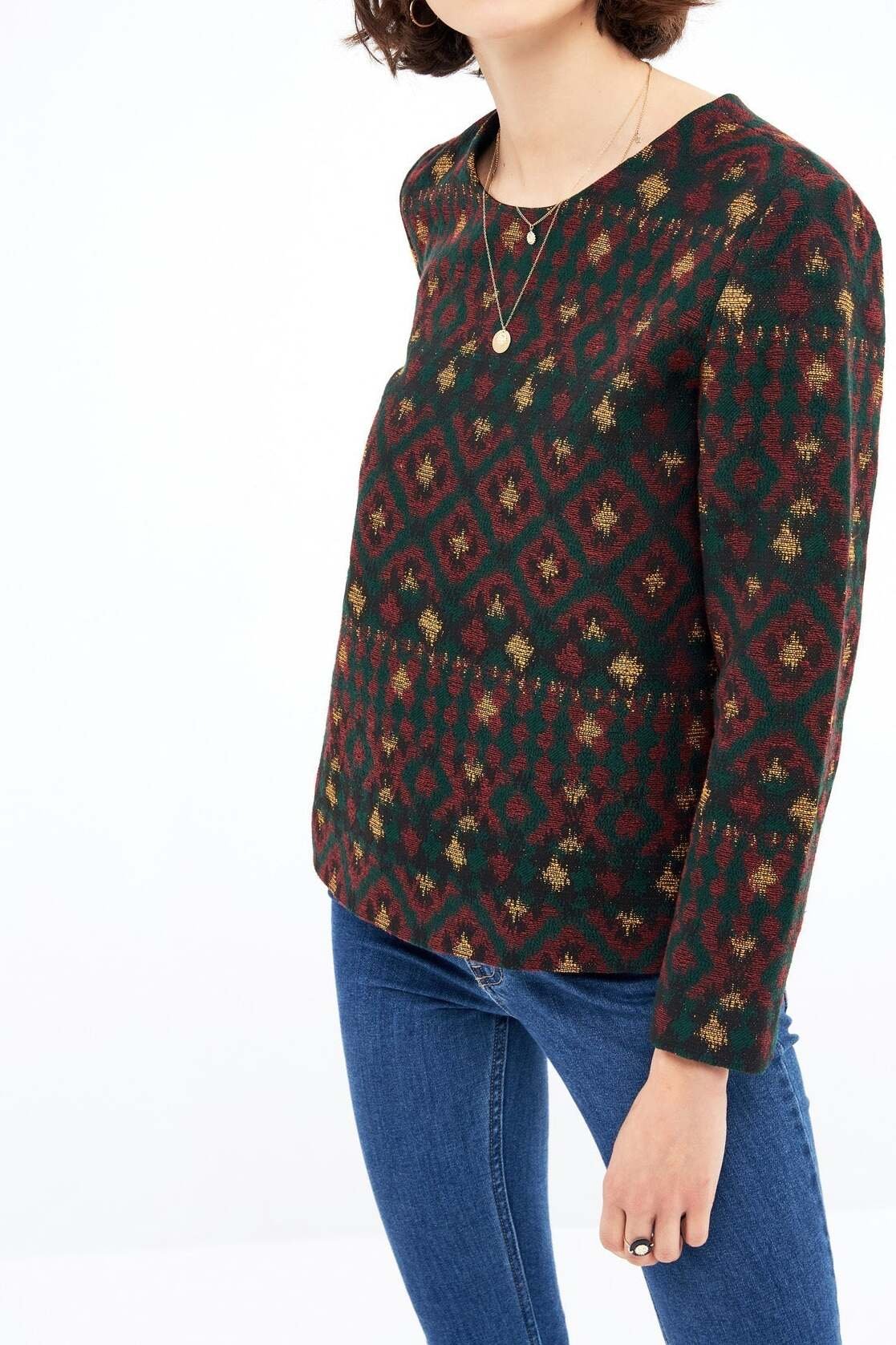 BLOUSE ALEXINE EN JACQUARD VERT Balzac seconde main photo 5