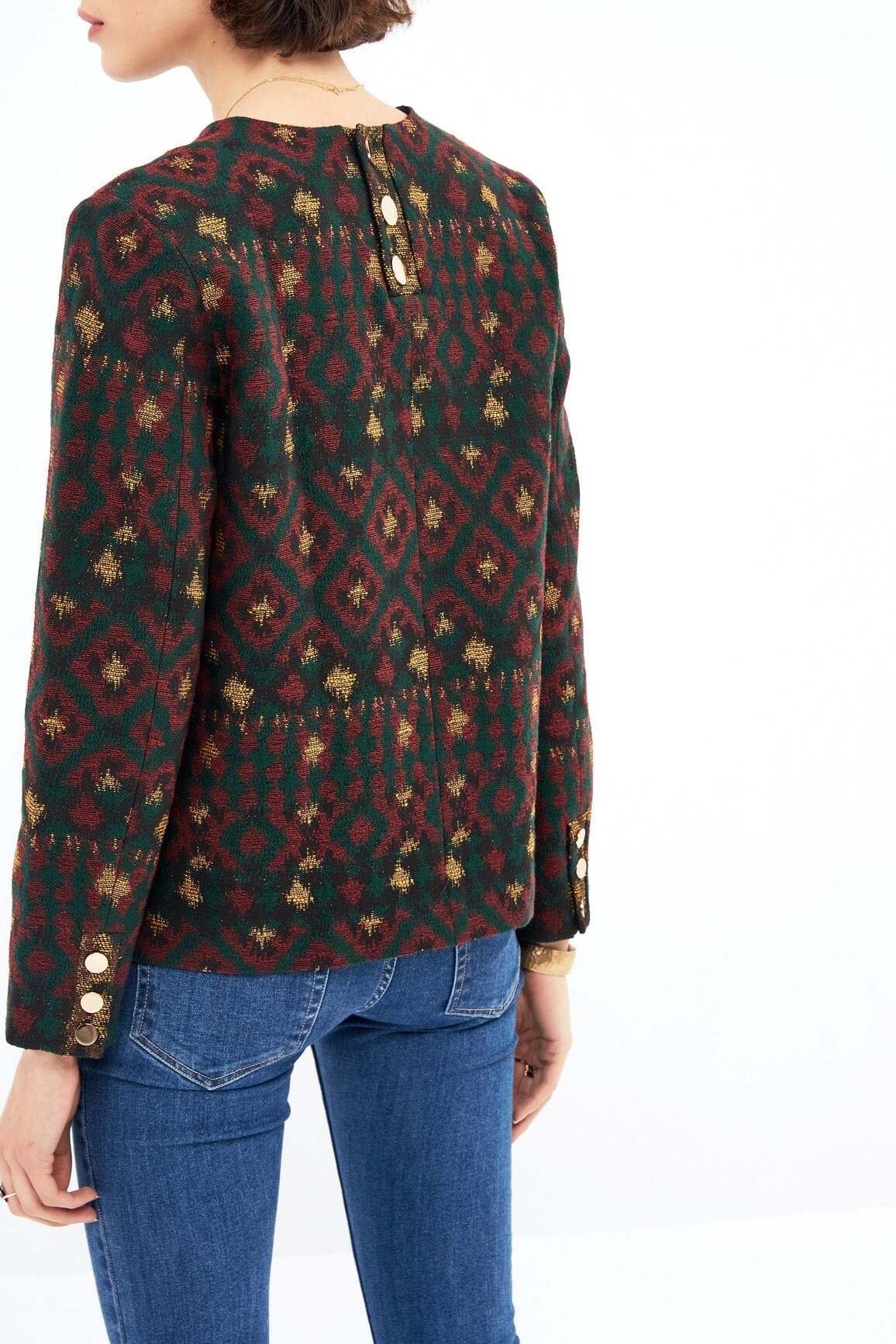 BLOUSE ALEXINE EN JACQUARD VERT Balzac seconde main photo 3