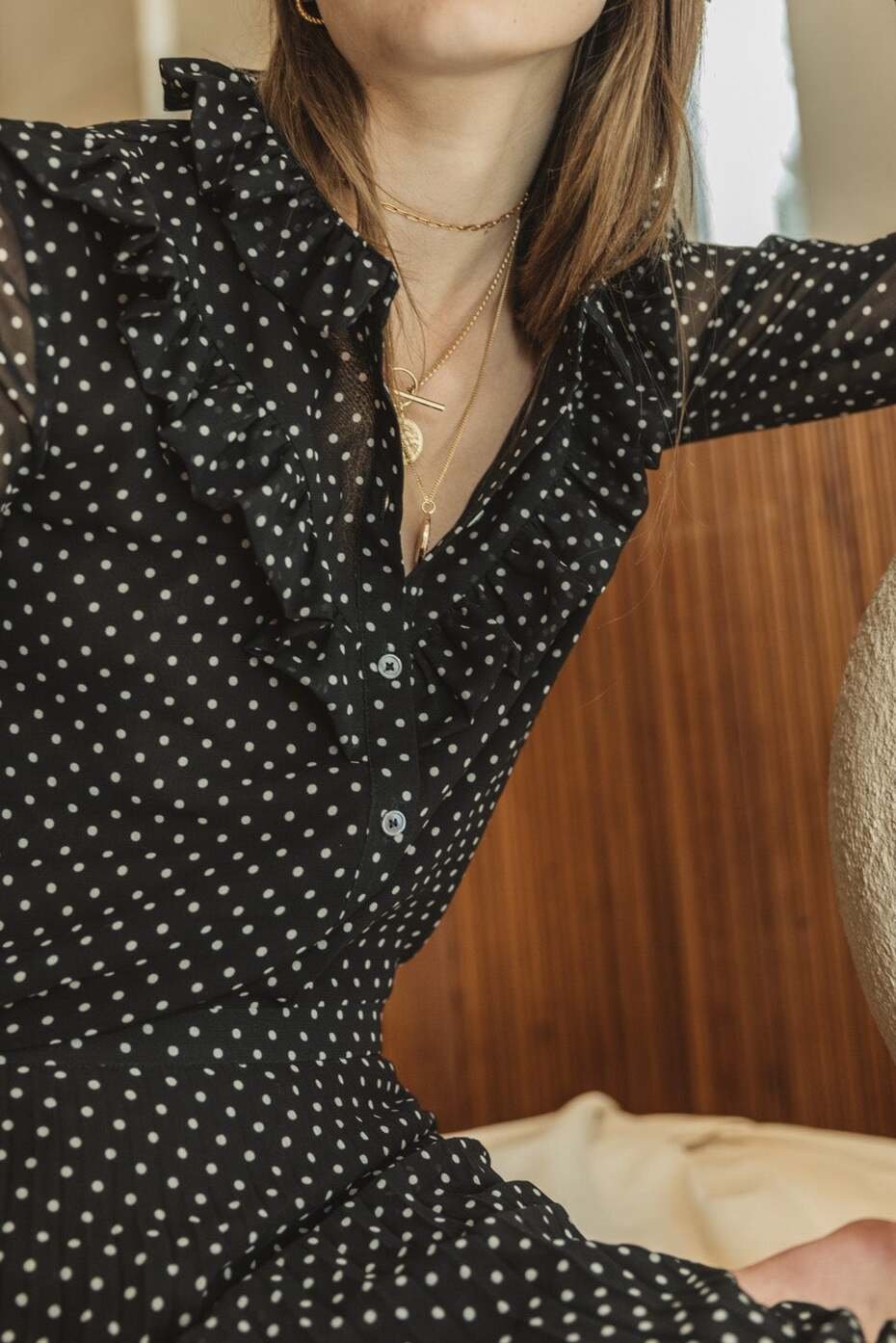 CHEMISE ZORA NOIRE À POIS BLANCS Balzac seconde main photo 3