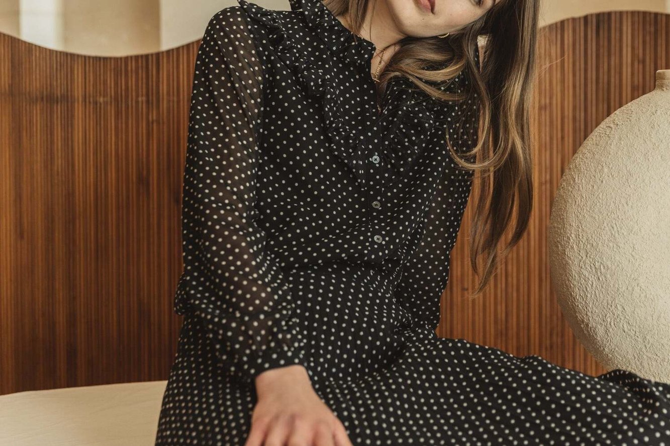 CHEMISE ZORA NOIRE À POIS BLANCS Balzac seconde main photo 5