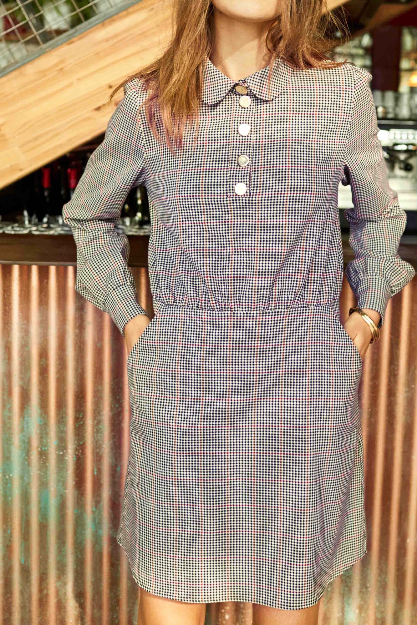 ROBE MIA ÉCRUE À CARREAUX Balzac seconde main photo 3