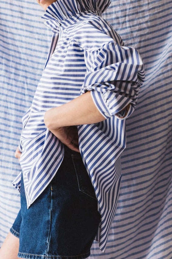 CHEMISE SEPTANTE DEUX BLANC ET BLEU Balzac seconde main photo 5