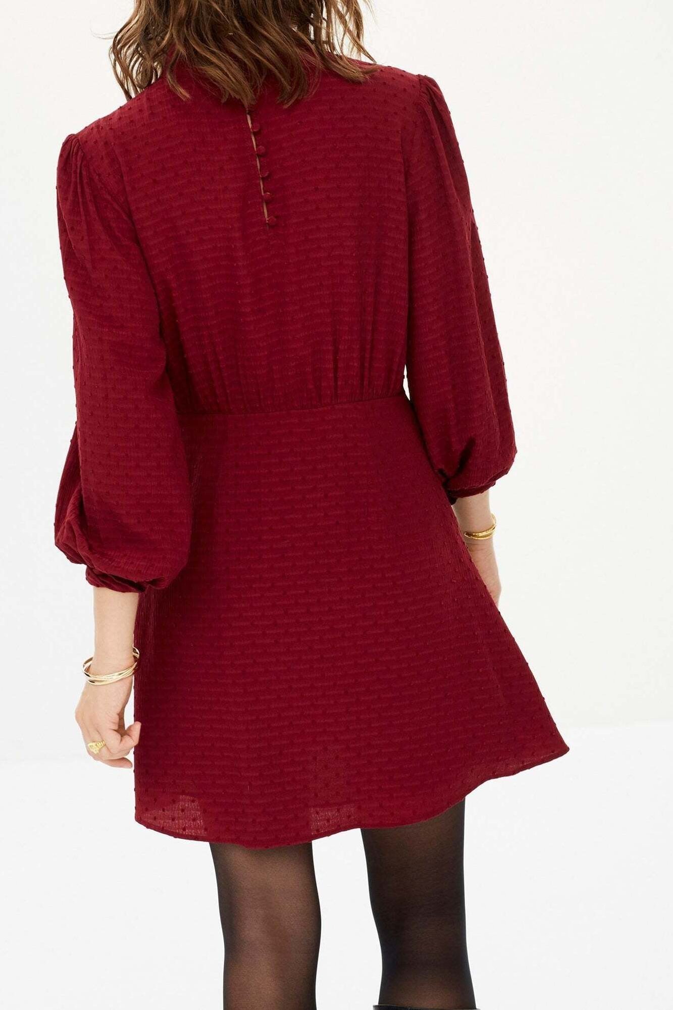 ROBE CLARENCE BORDEAUX PLUMETIS Balzac seconde main photo 5