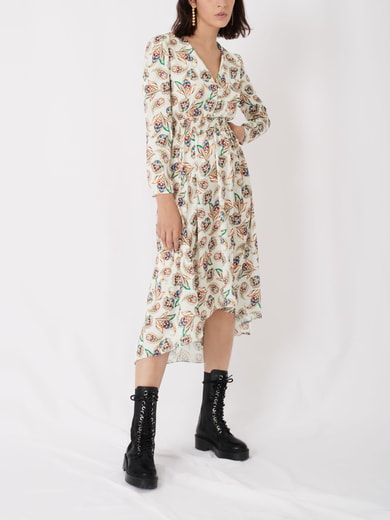 Robe asymétrique en satin imprimé Maje seconde main photo 2