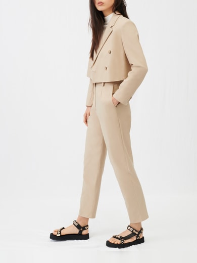 Veste de costume beige courte et croisée Maje seconde main photo 2