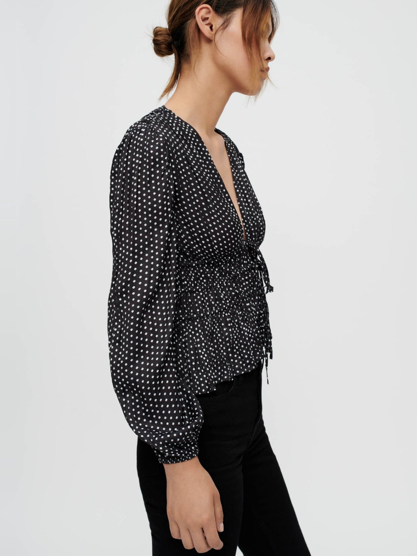Clover printed satin mini polka dot top Maje second-hand photo 3