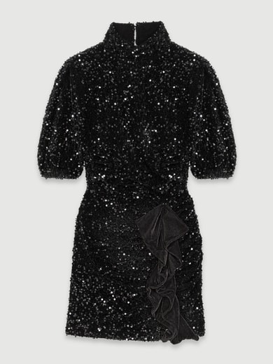 Robe courte velours et sequins Maje seconde main photo 1