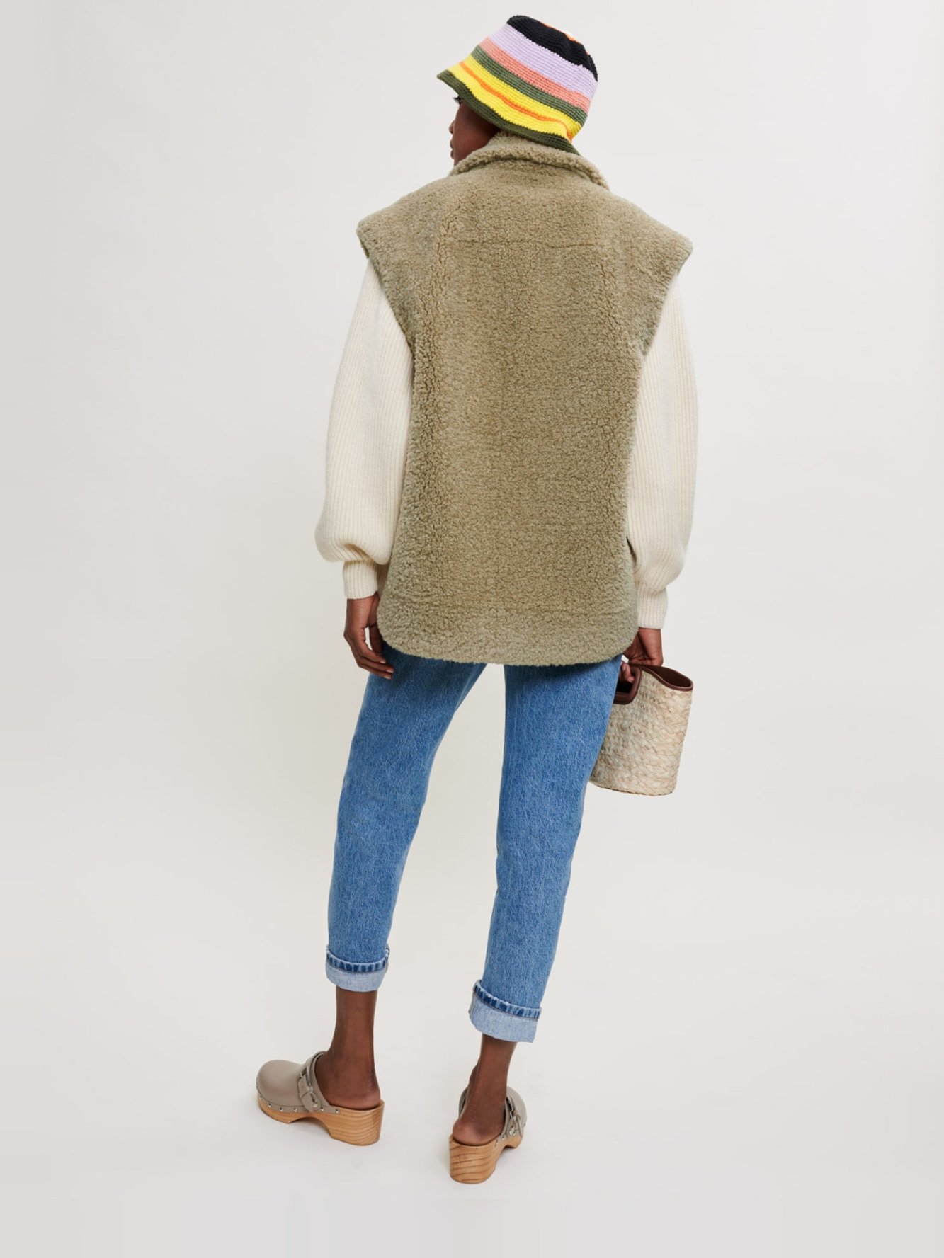 Faux fur and knit jacket Maje second-hand photo 4